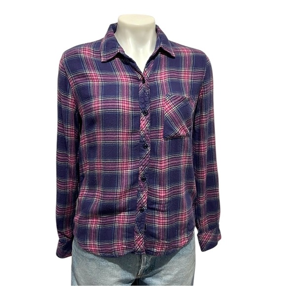 Rails Hunter wisteria pink plaid flannel button down top size small - Picture 1 of 8